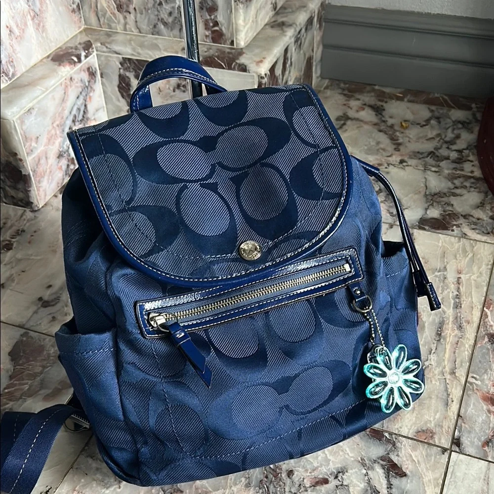 Navy Blue Coach Women's Backpack - Picture 2 of 12